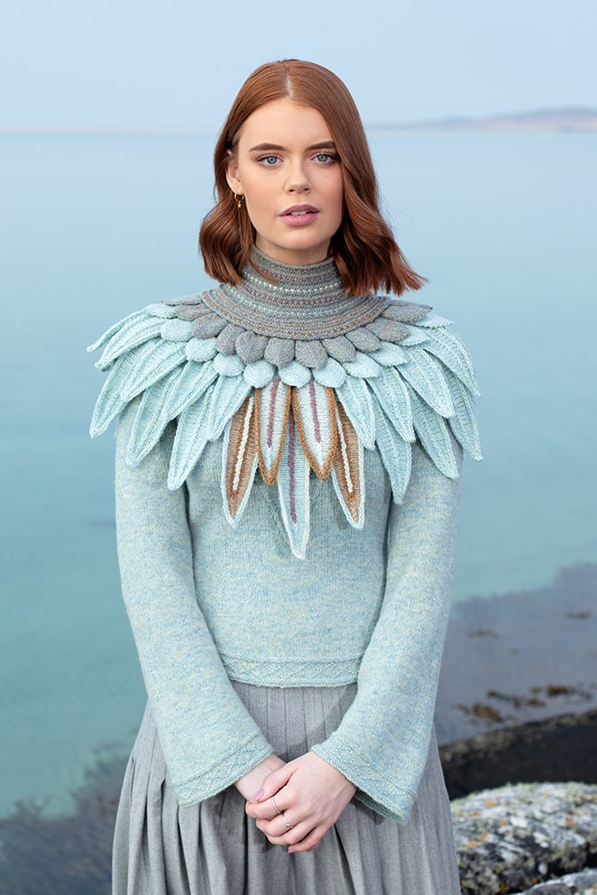Lapwing Collar Project Class Kit design by Alice Starmore for VIrtual Yarns
