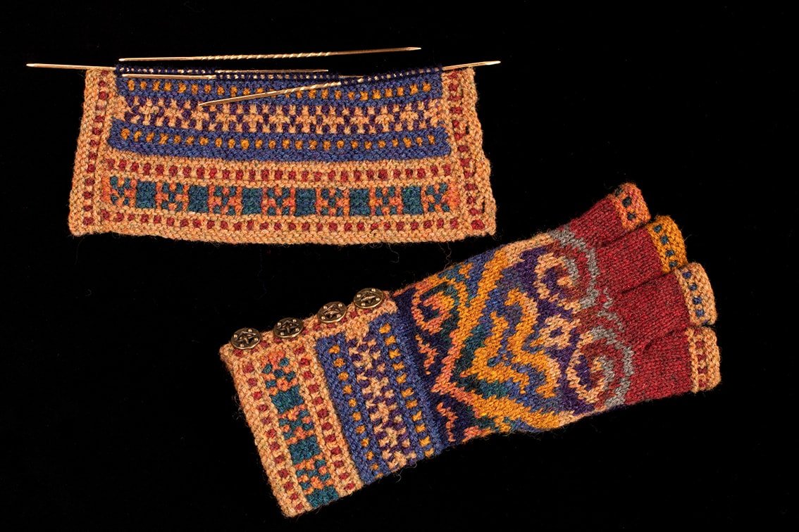 Henry VIII Gloves video class design by Alice Starmore in Hebridean 2 Ply