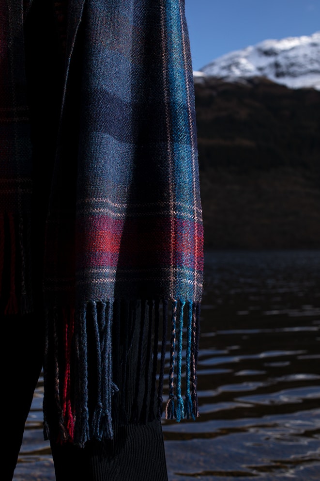 Woven design by Alice Starmore in Hebridean 2 Ply