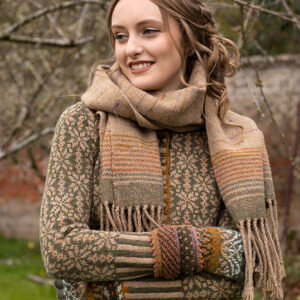 Woven and hand knitted designs by Alice Starmore in Hebridean 2 Ply